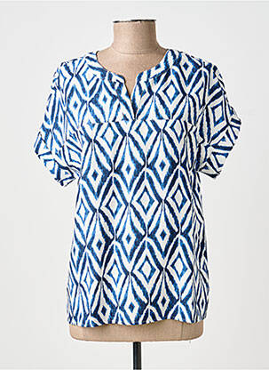 Blouse tissage crêpe manches courtes bleu BRANDTEX femme