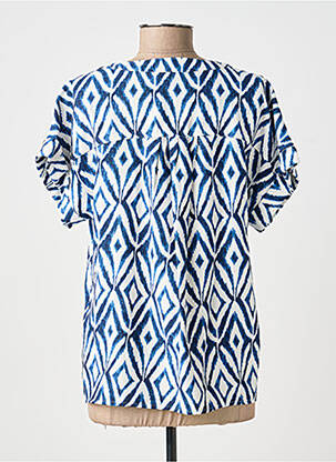 Blouse tissage crêpe manches courtes bleu BRANDTEX femme