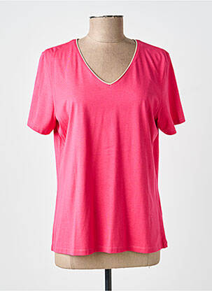 T-shirt col v manches courtes rose JULIE GUERLANDE femme