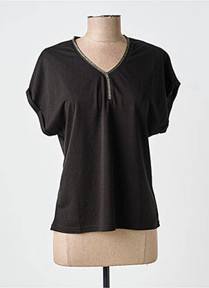 T-shirt col v manches courtes noir B.YOUNG femme
