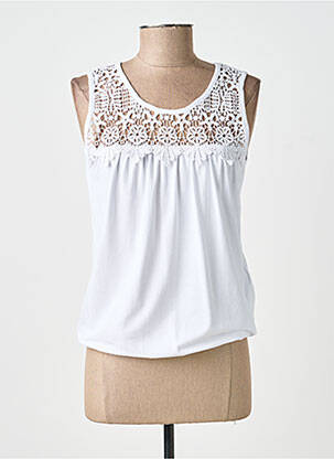 Débardeur stretch sans manche blanc SIGNATURE femme