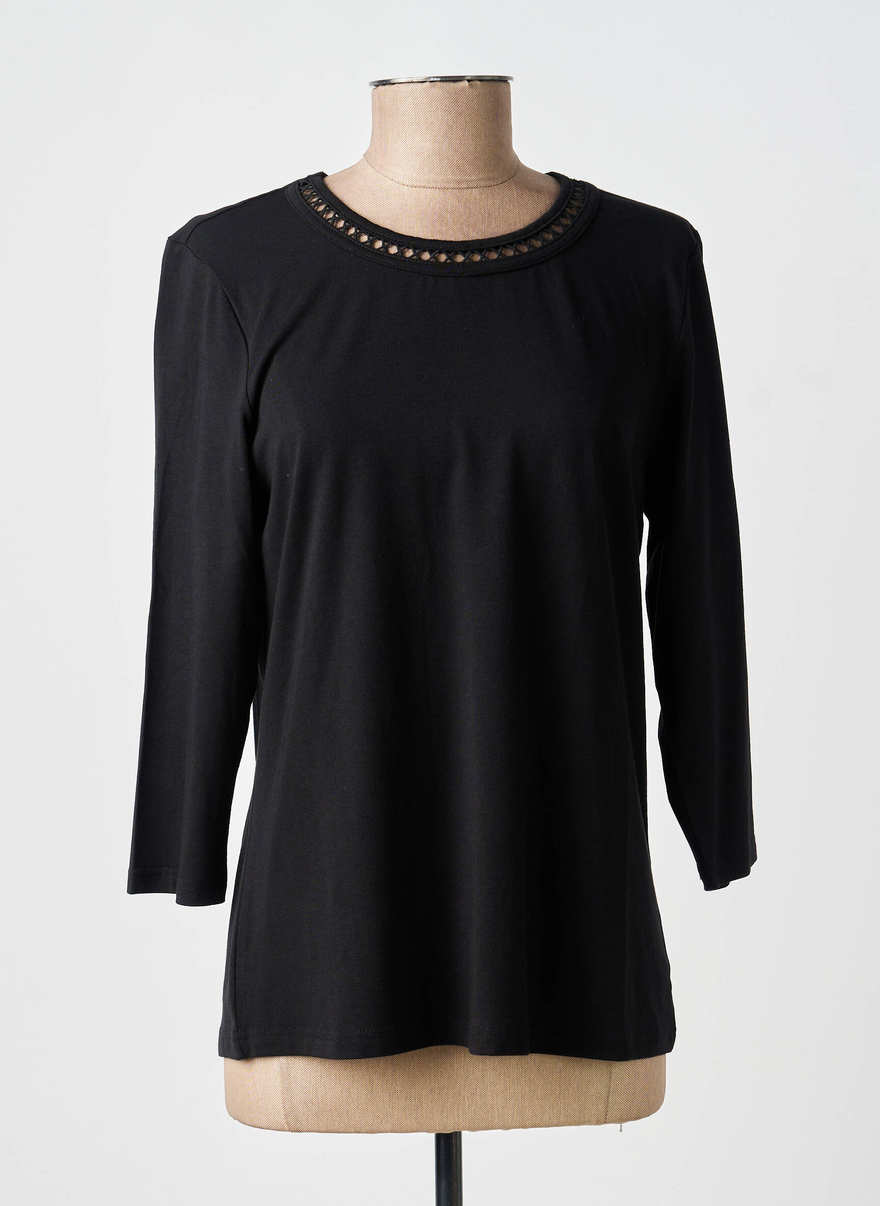 T-shirt manches 3/4 manches 3/4 noir SIGNATURE femme