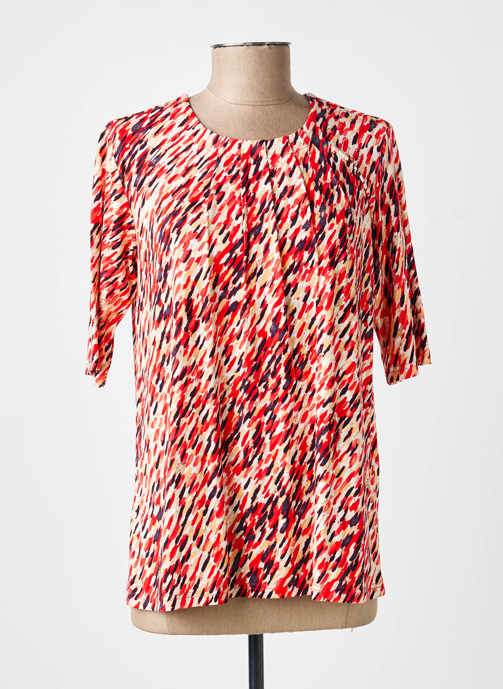 T-shirt imprimé fantaisie manches courtes rouge BRANDTEX femme