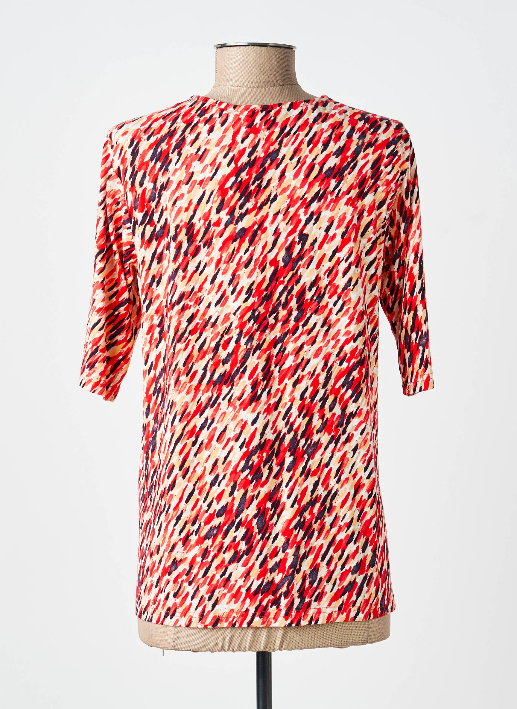 T-shirt imprimé fantaisie manches courtes rouge BRANDTEX femme