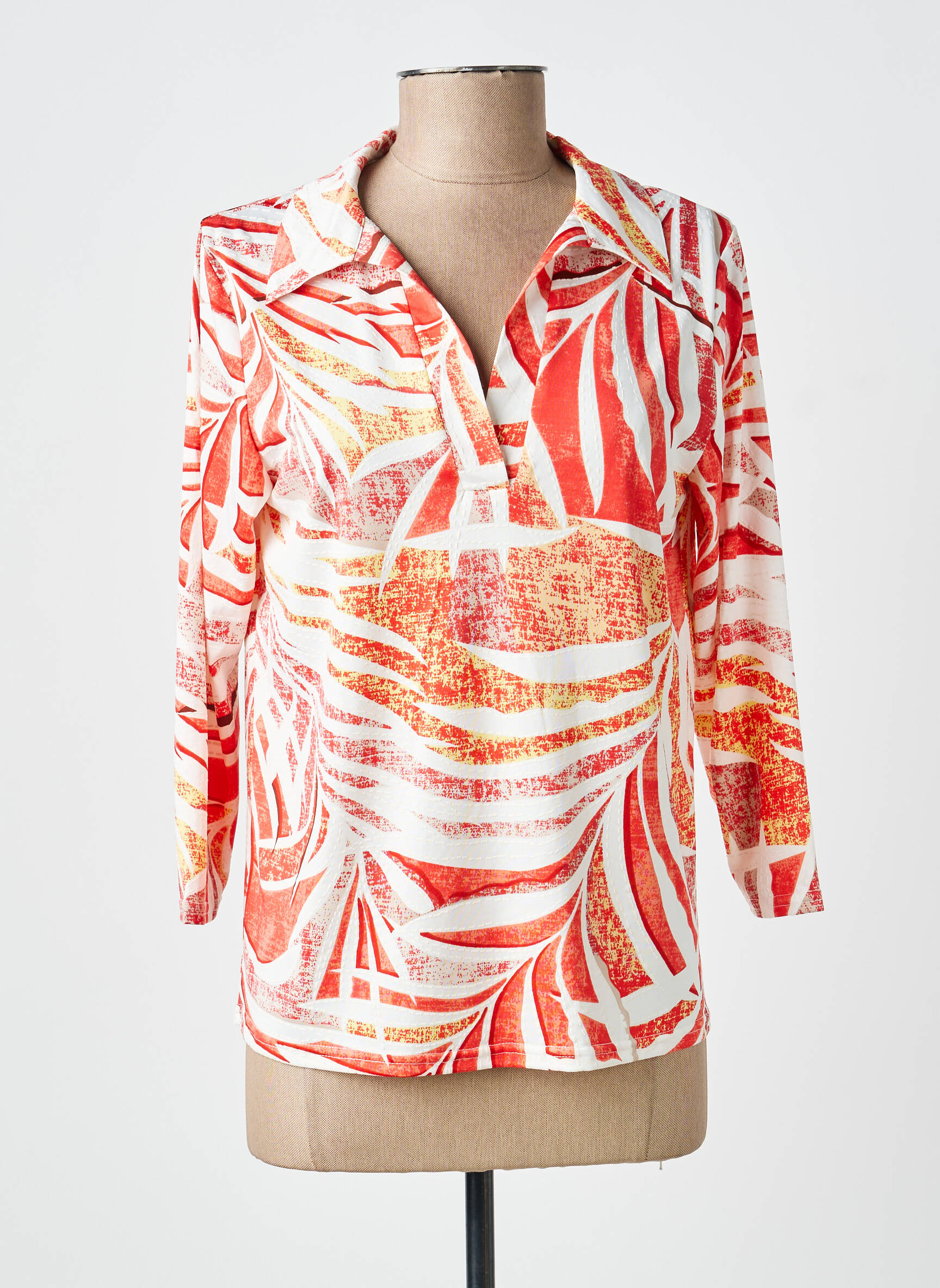 Top stretch manches 3/4 orange HALOGENE femme
