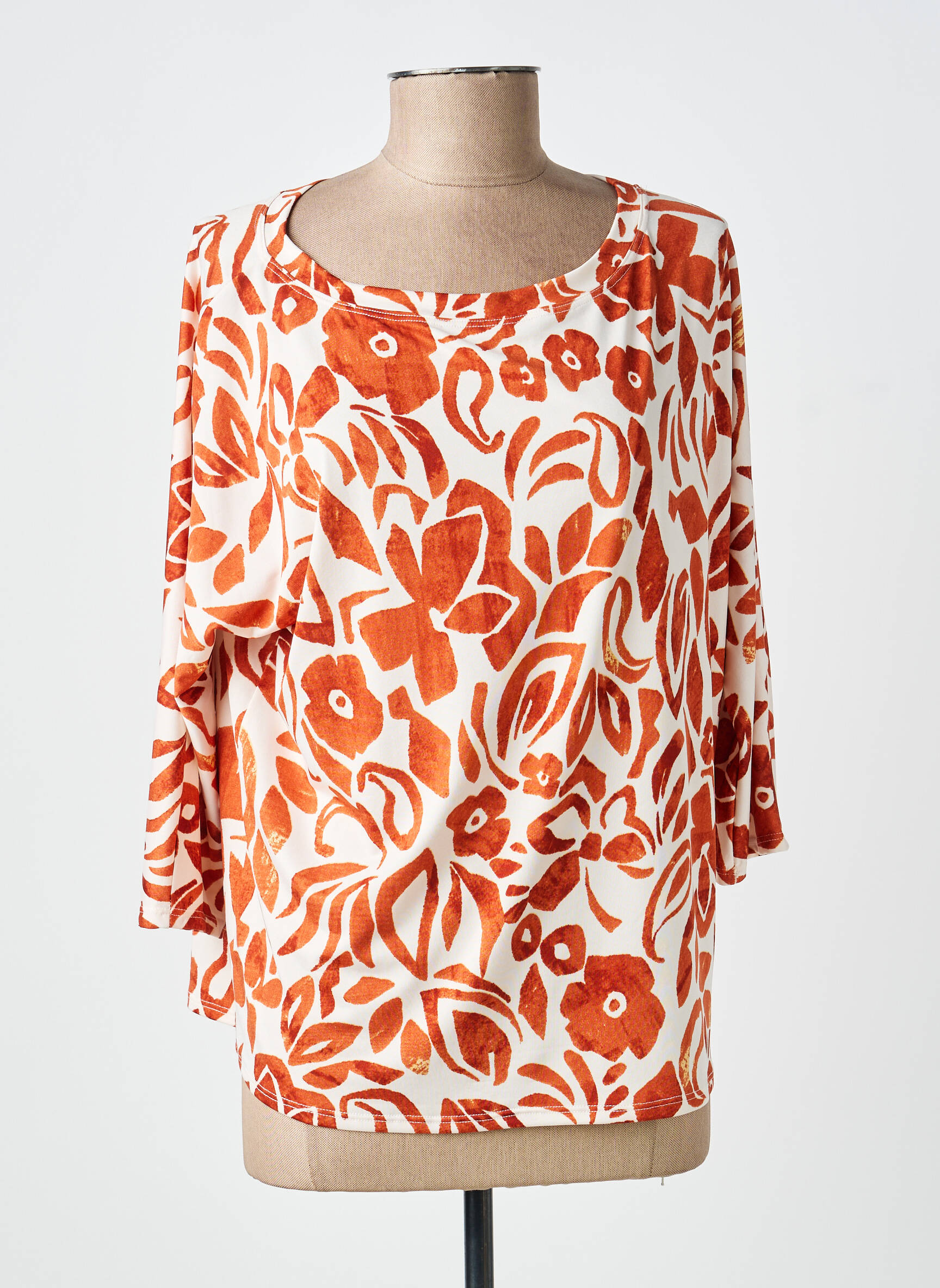 T-shirt manches 3/4 manches 3/4 marron HALOGENE femme