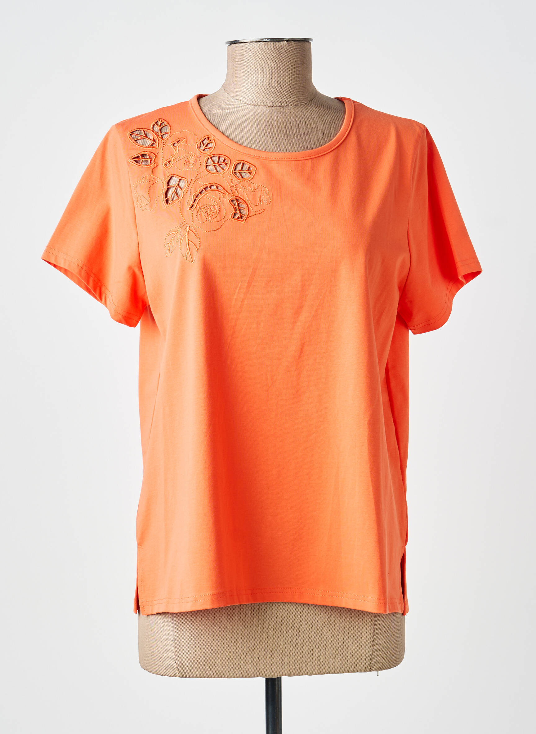 T-shirt stretch manches courtes orange MCM femme