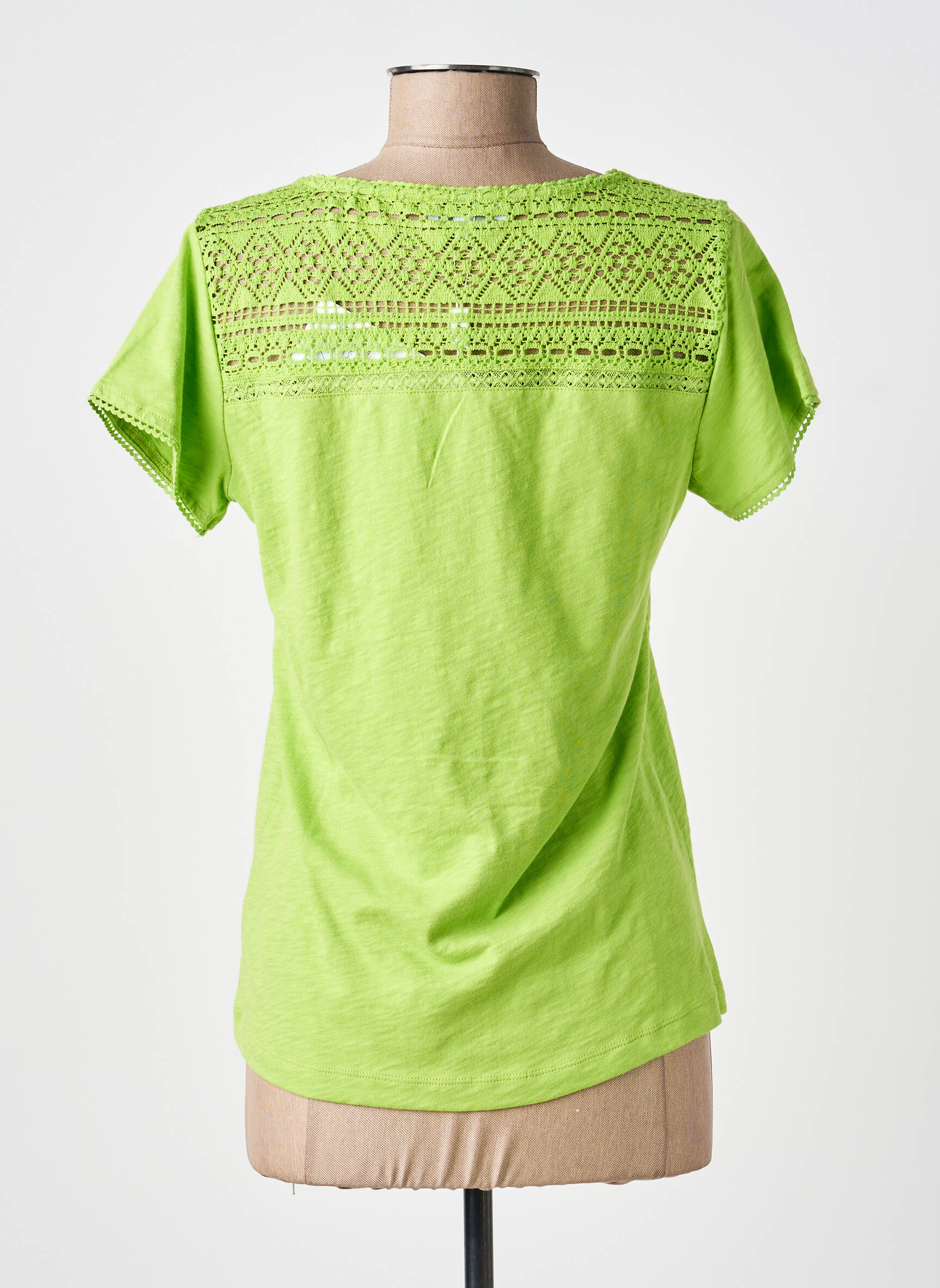 T-shirt col v manches courtes vert AGATHE & LOUISE femme