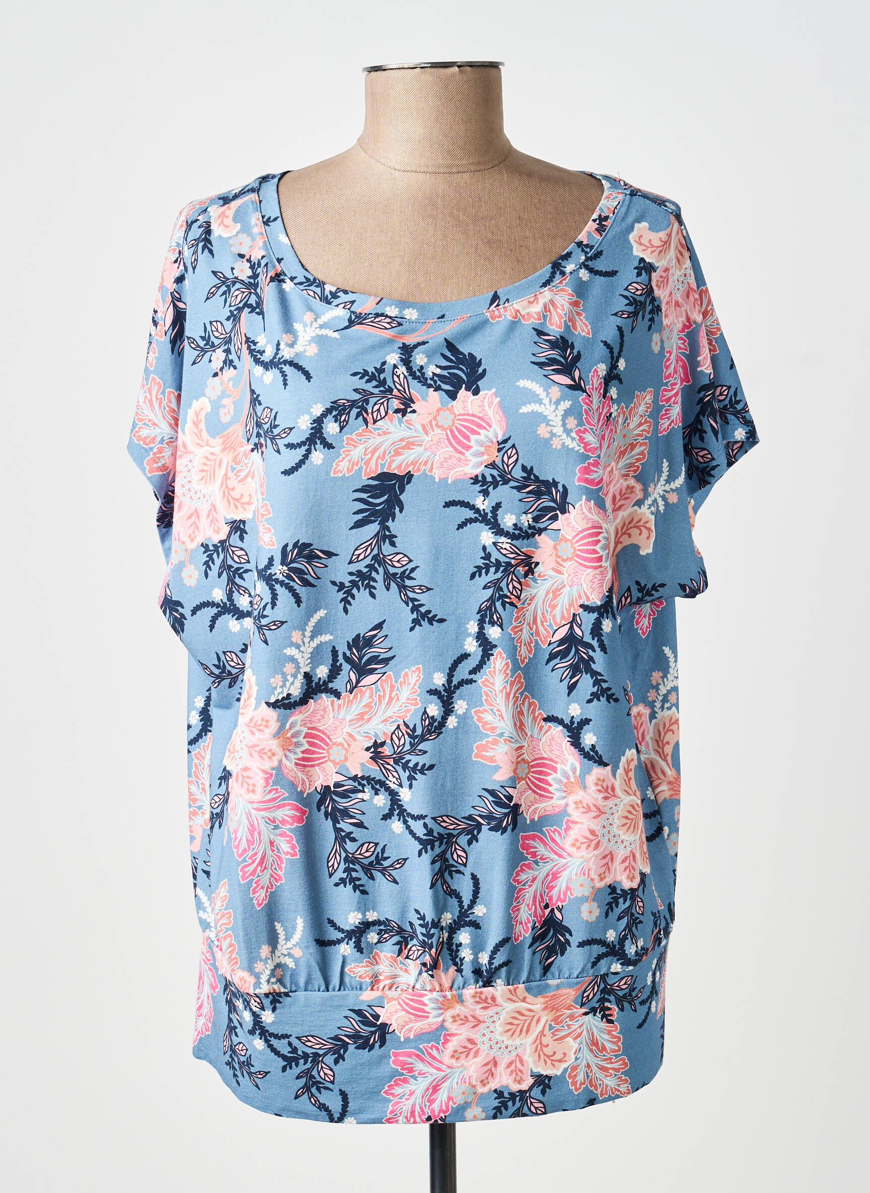 T-shirt coupe droite manches courtes bleu JENSEN femme