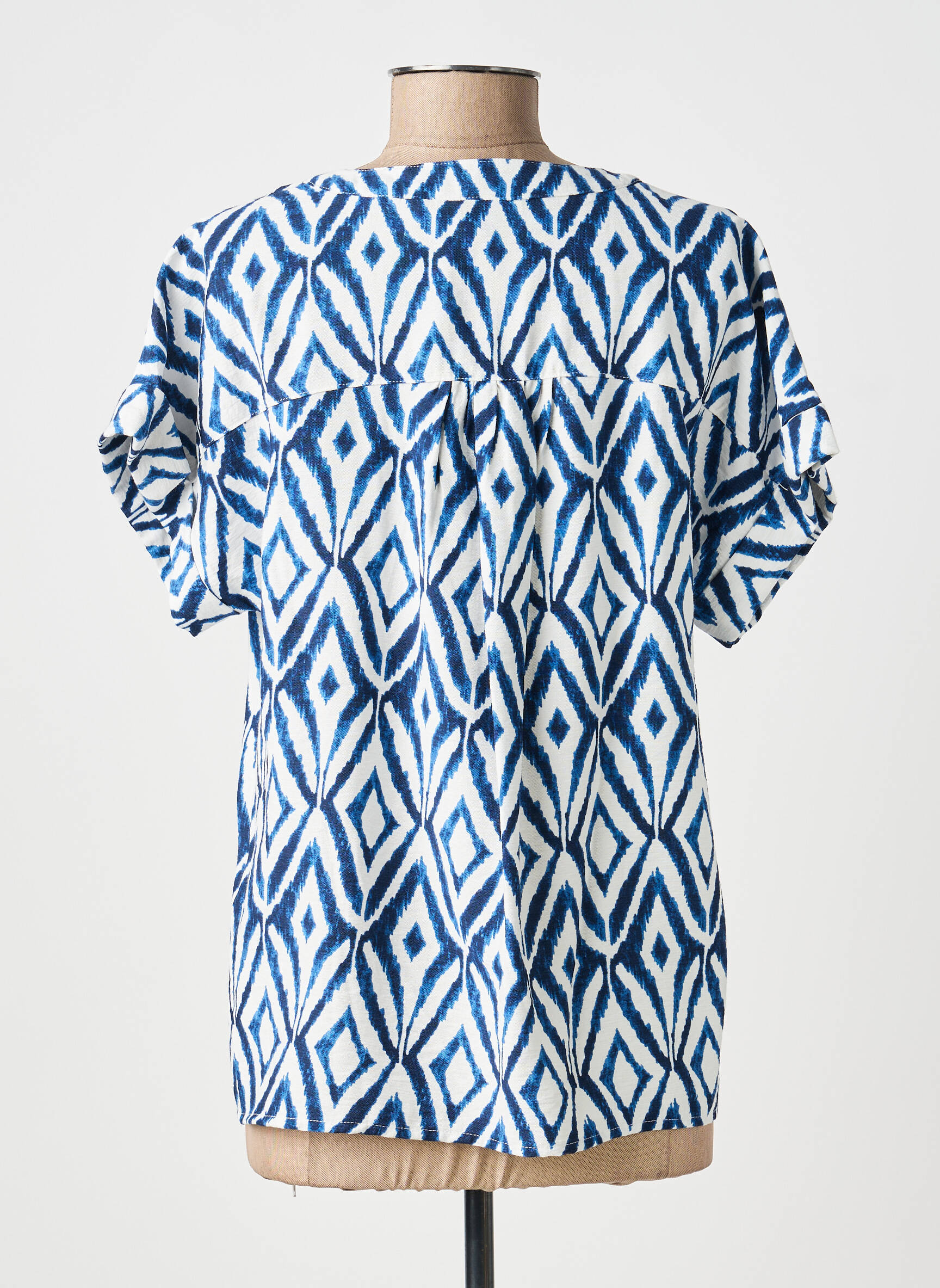Blouse tissage crêpe manches courtes bleu BRANDTEX femme