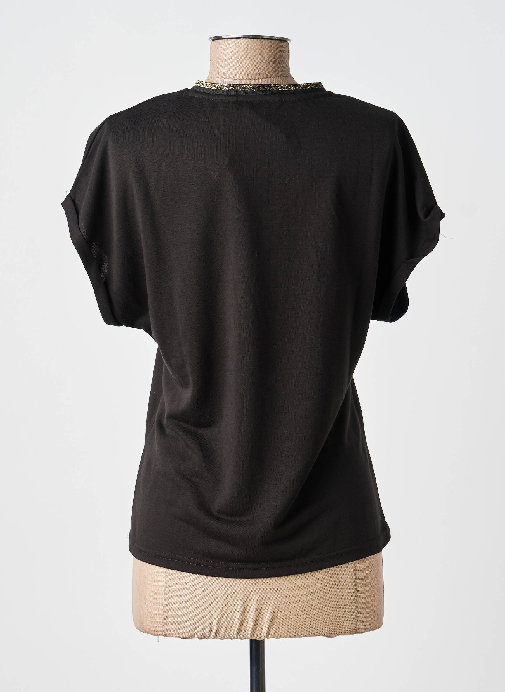 T-shirt col v manches courtes noir B.YOUNG femme