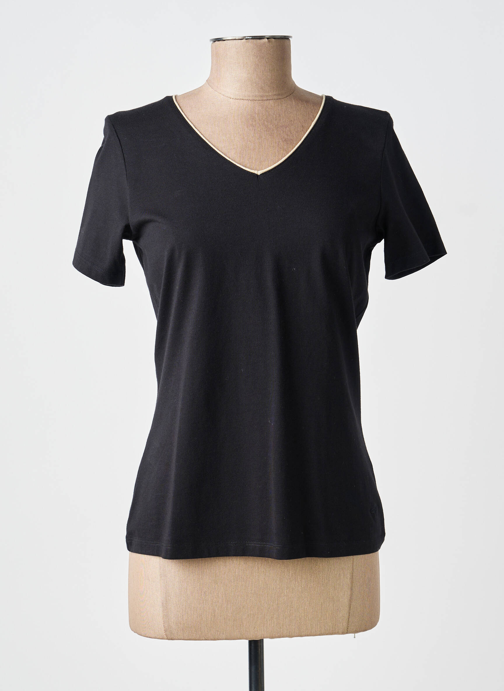 T-shirt col v manches courtes noir JULIE GUERLANDE femme