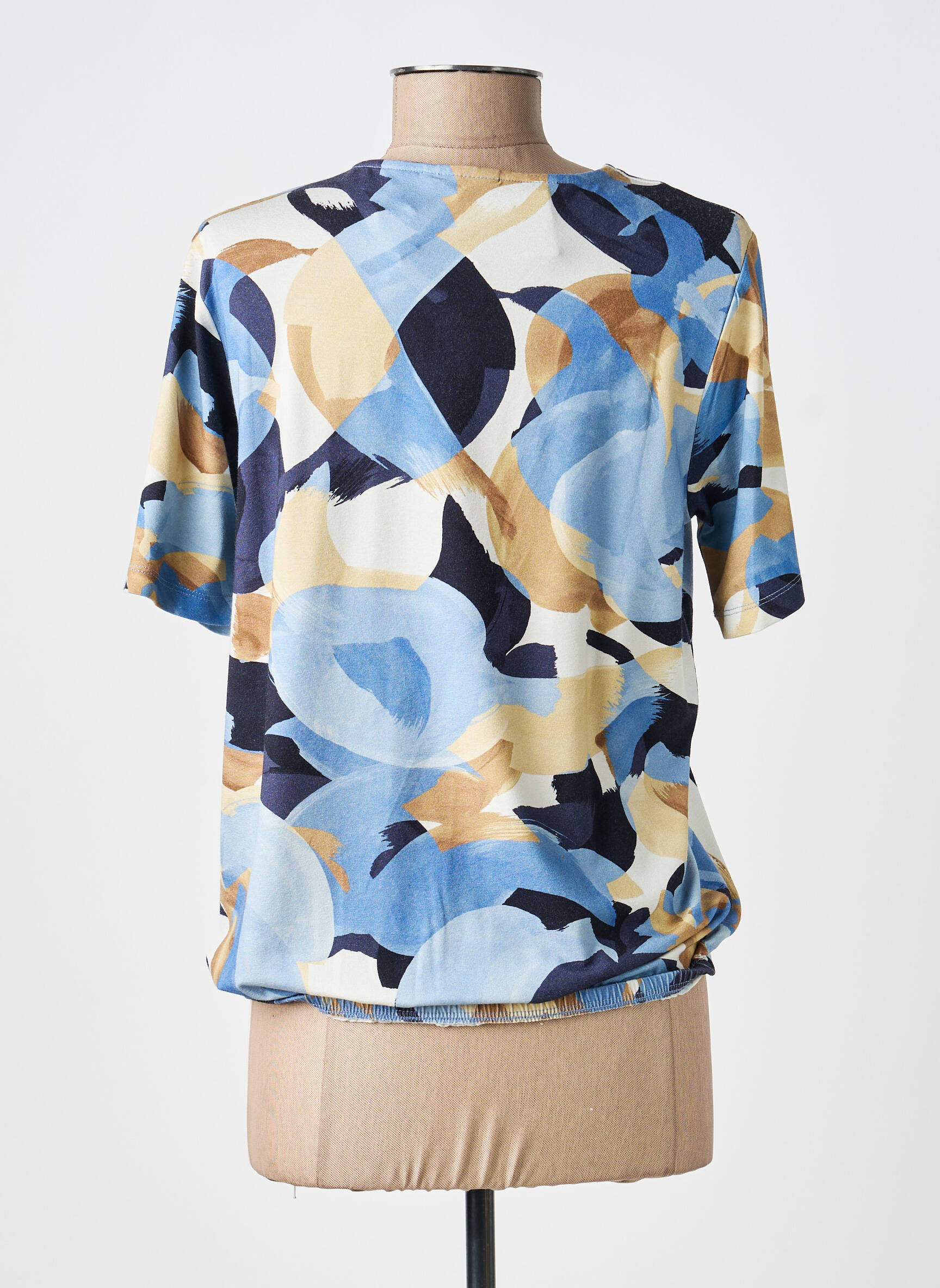 T-shirt imprimé fantaisie manches courtes bleu BRANDTEX femme