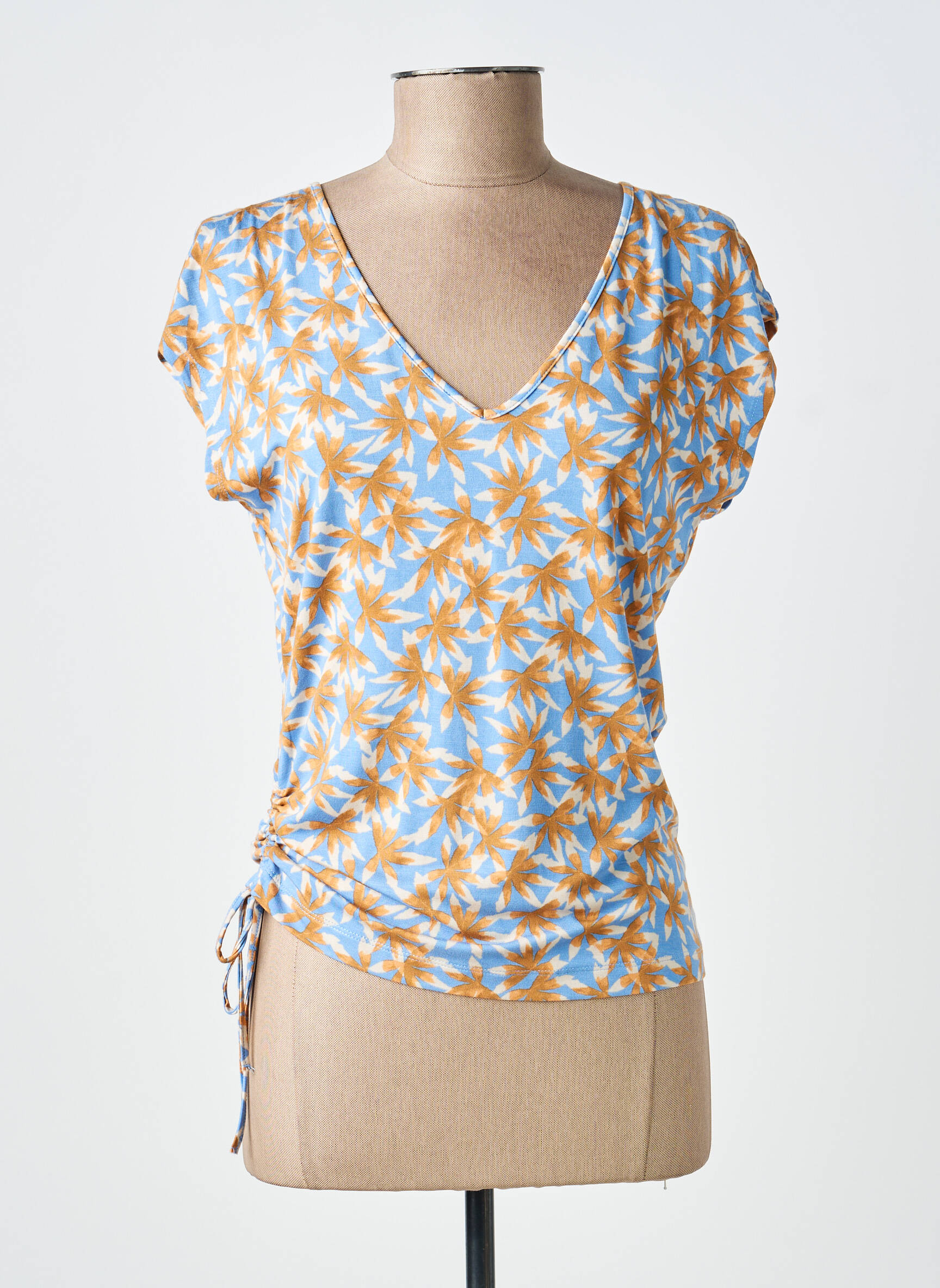 T-shirt imprimé fantaisie manches courtes bleu SURKANA femme