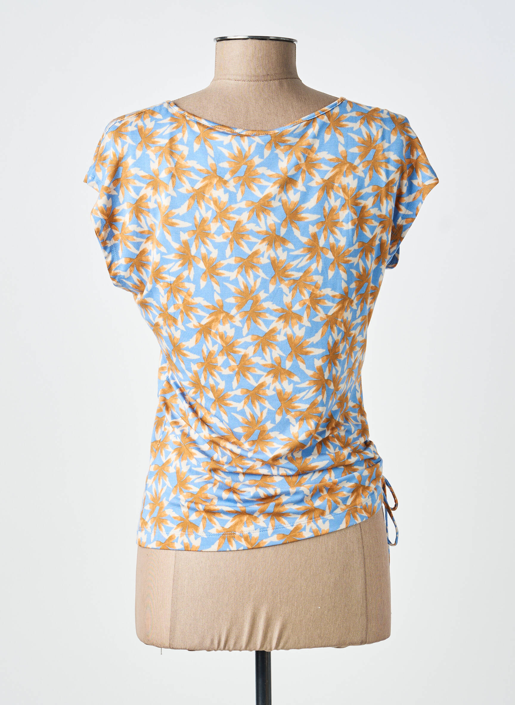 T-shirt imprimé fantaisie manches courtes bleu SURKANA femme