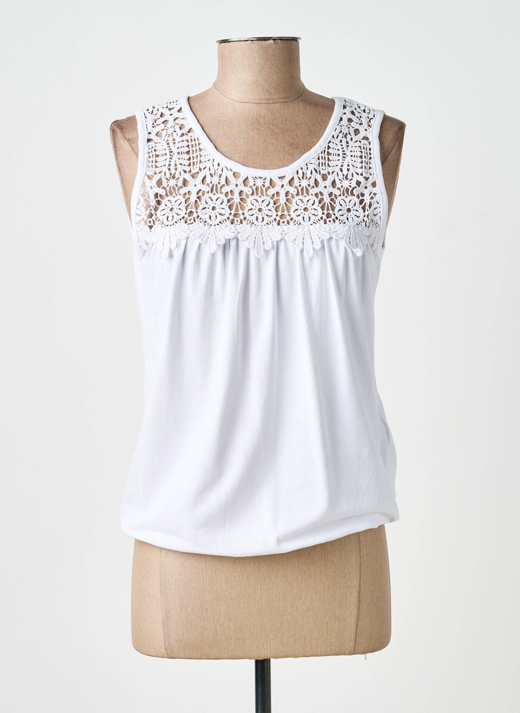 Débardeur stretch sans manche blanc SIGNATURE femme