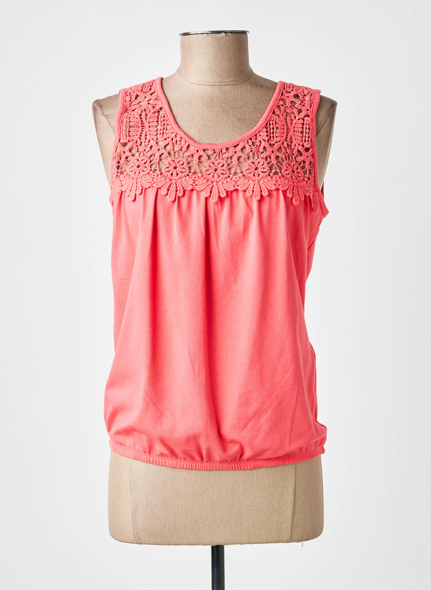 Débardeur stretch sans manche rose SIGNATURE femme