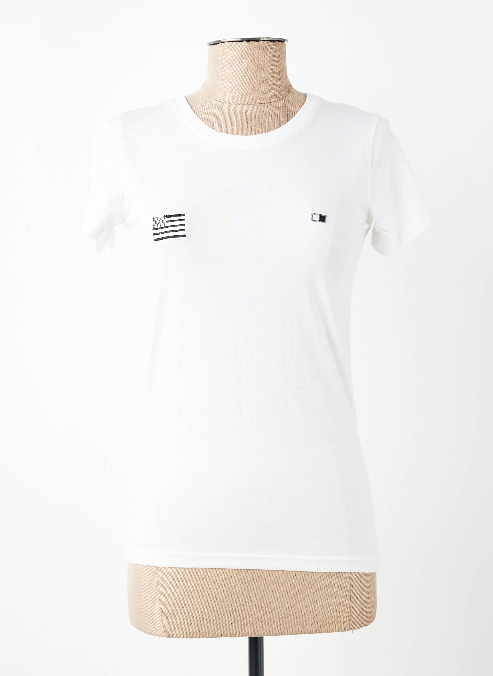T-shirt coupe cintrée manches courtes blanc GWEN & BLACK femme