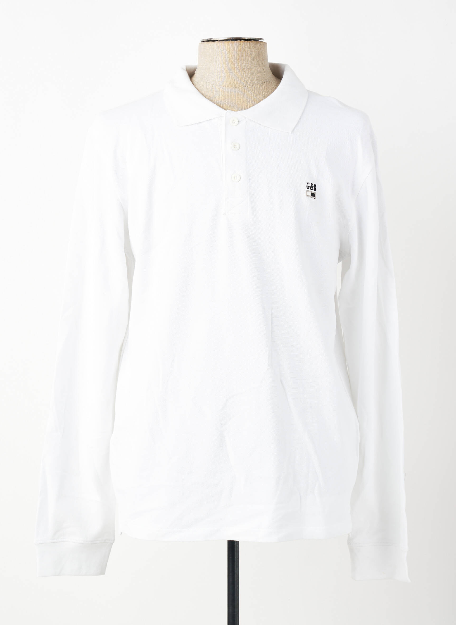 Polo manches longues manches longues blanc GWEN & BLACK homme