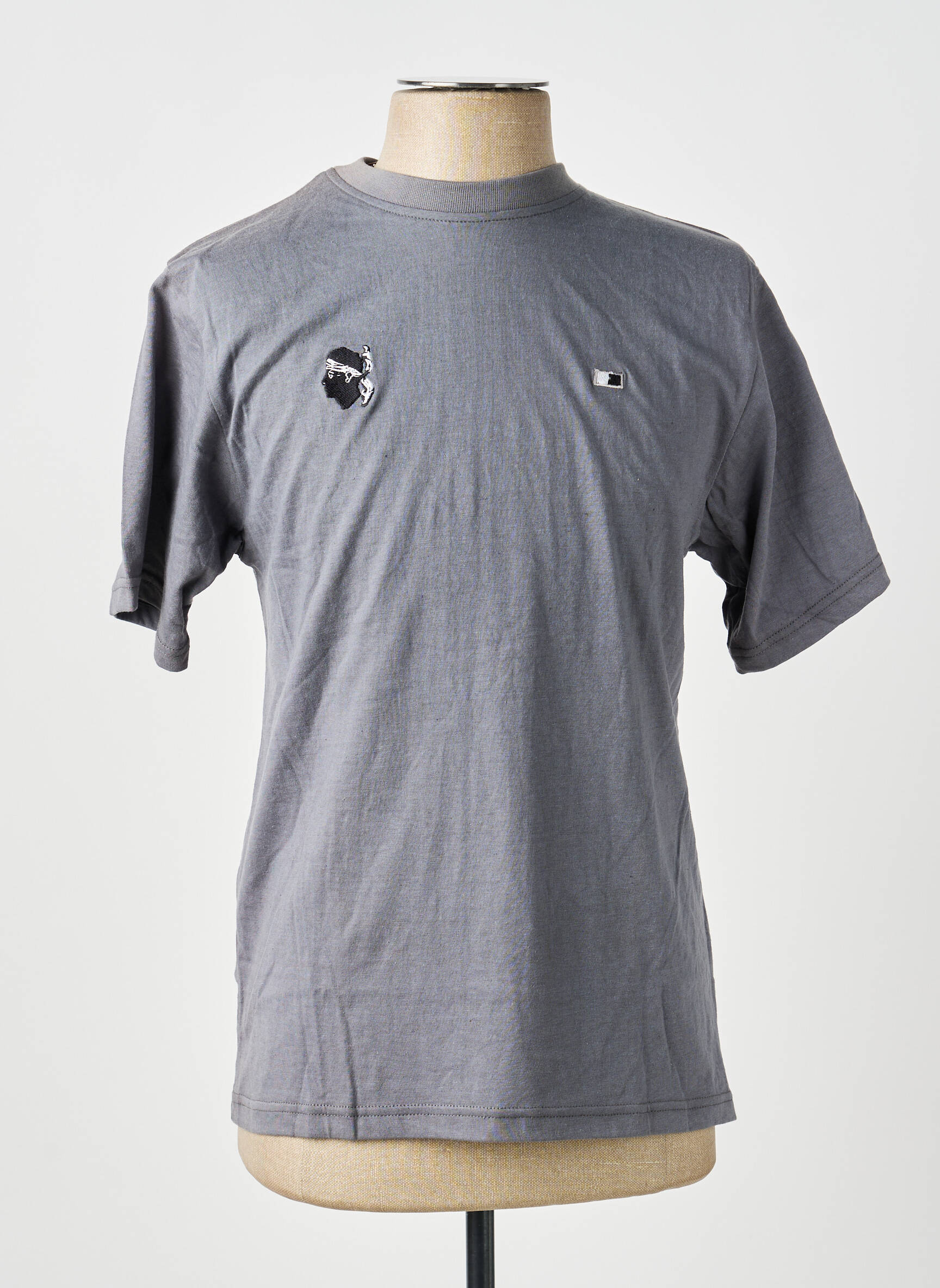 T-shirt broderie manches courtes gris GWEN & BLACK homme