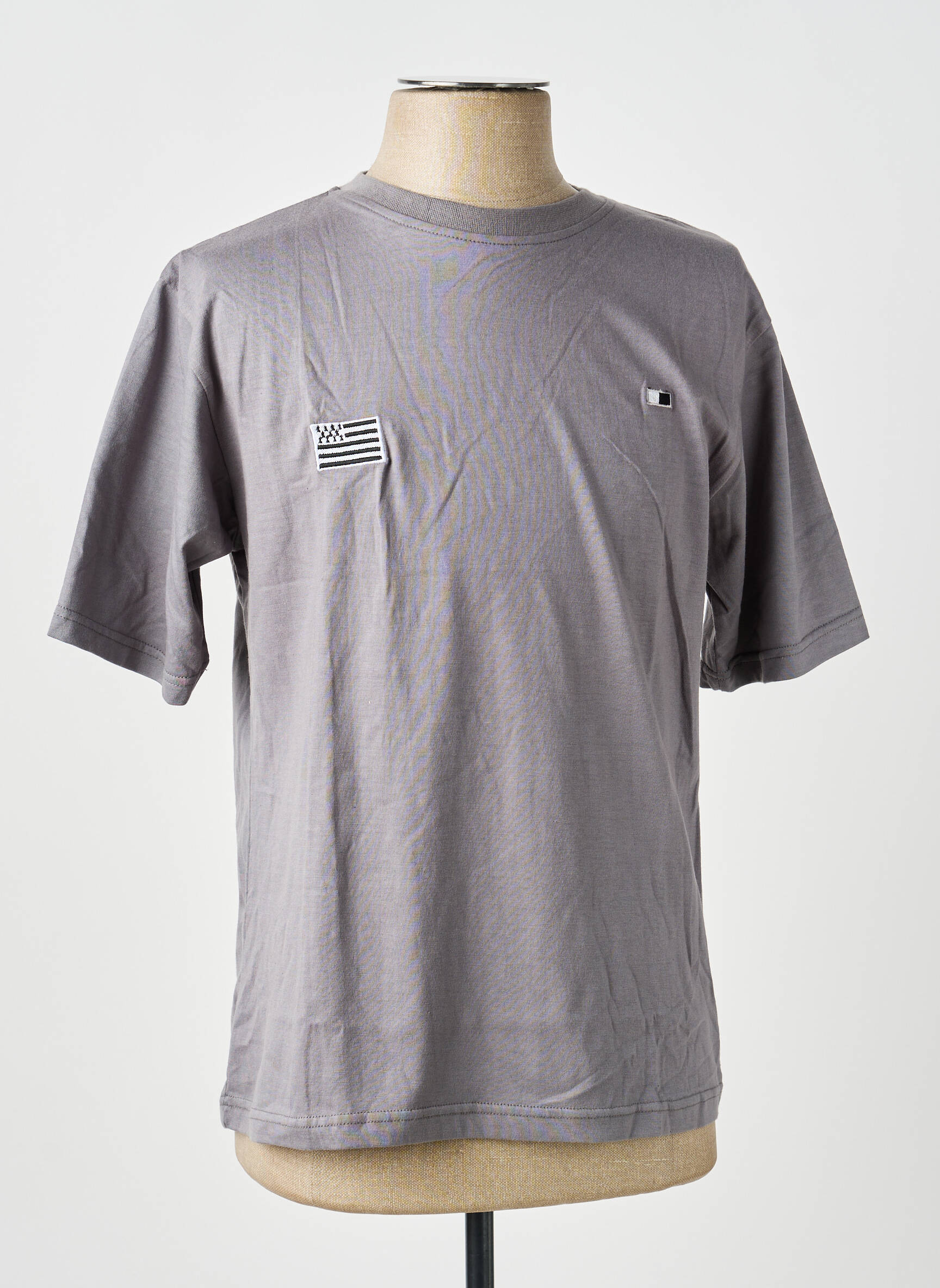 T-shirt broderie manches courtes gris GWEN & BLACK homme