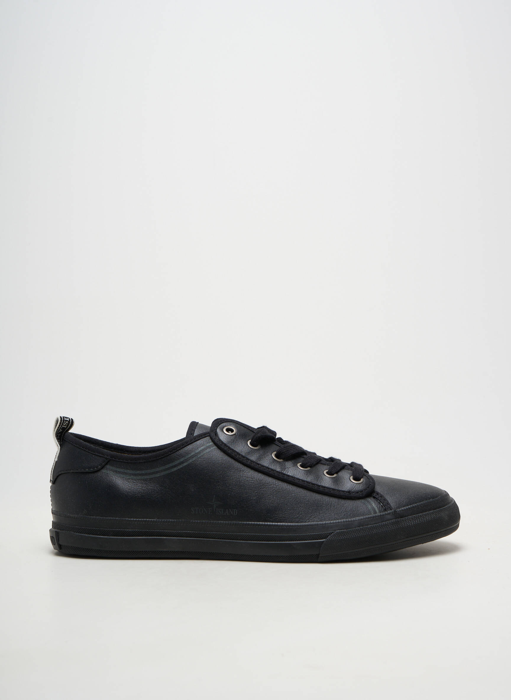 Baskets matière lisse bout rond noir STONE ISLAND homme