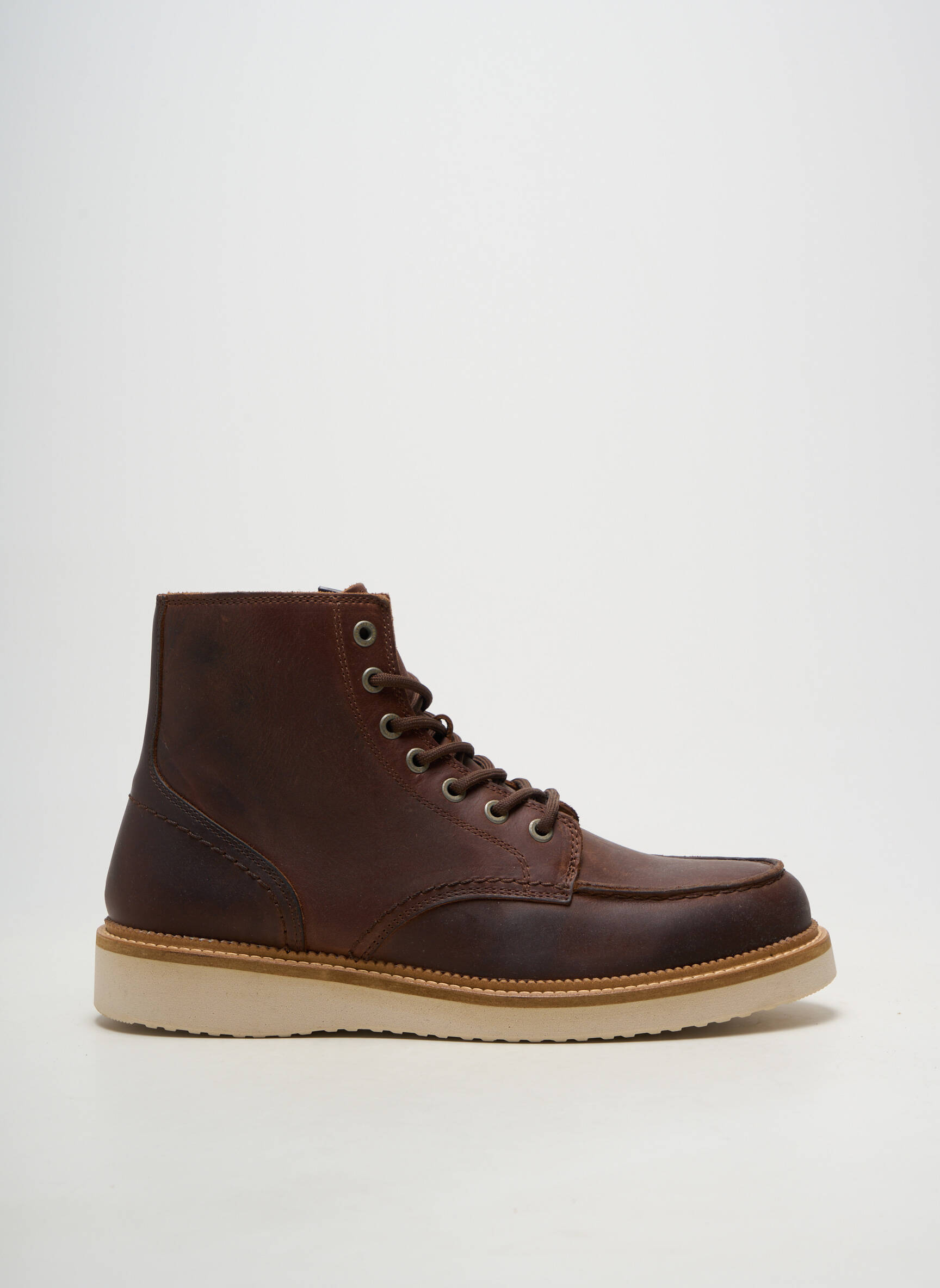 Bottines/boots matière lisse bout rond marron SELECTED homme