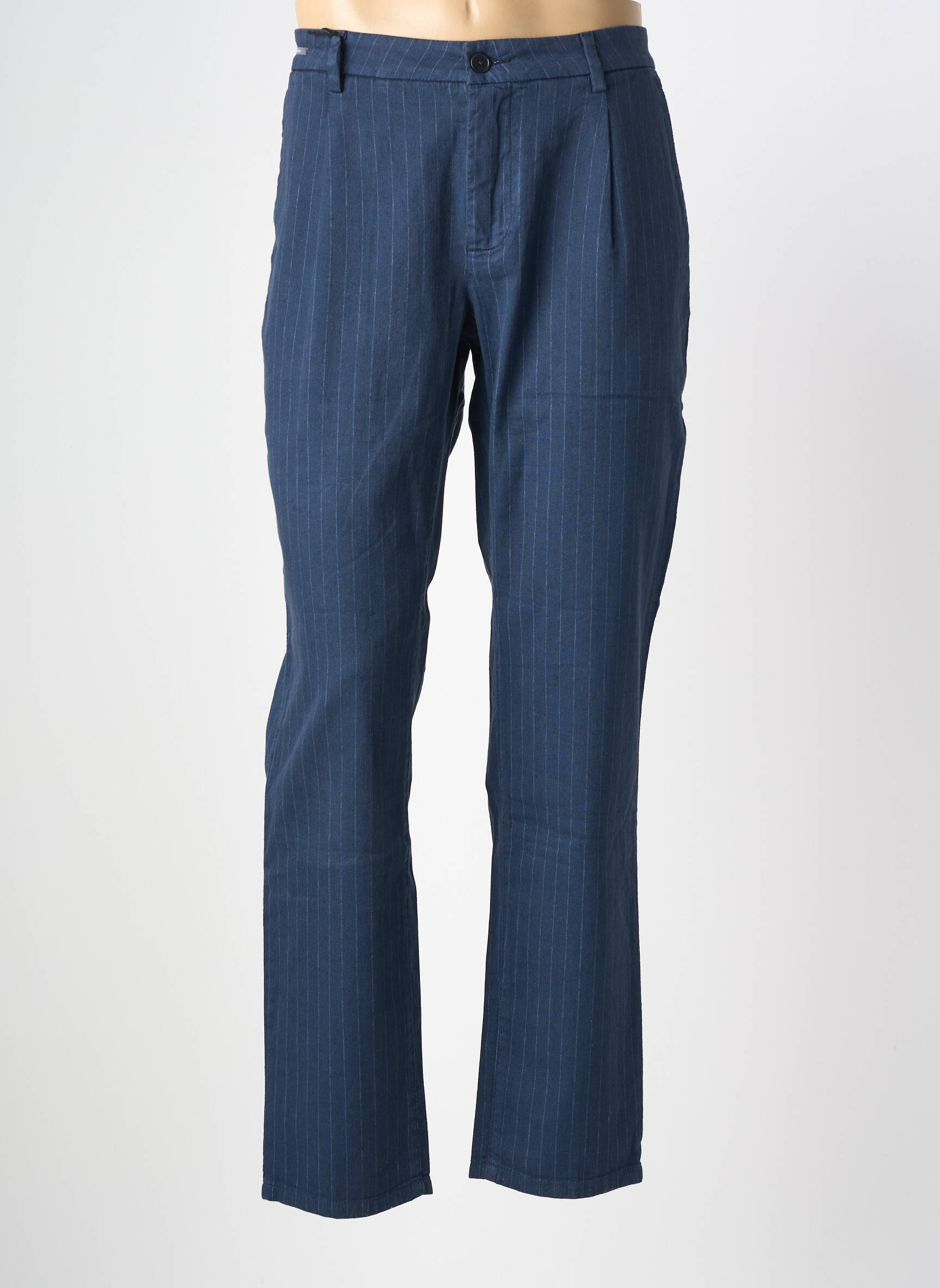 Pantalon chino tissage popeline taille normale bleu AMERICAN BASIC femme