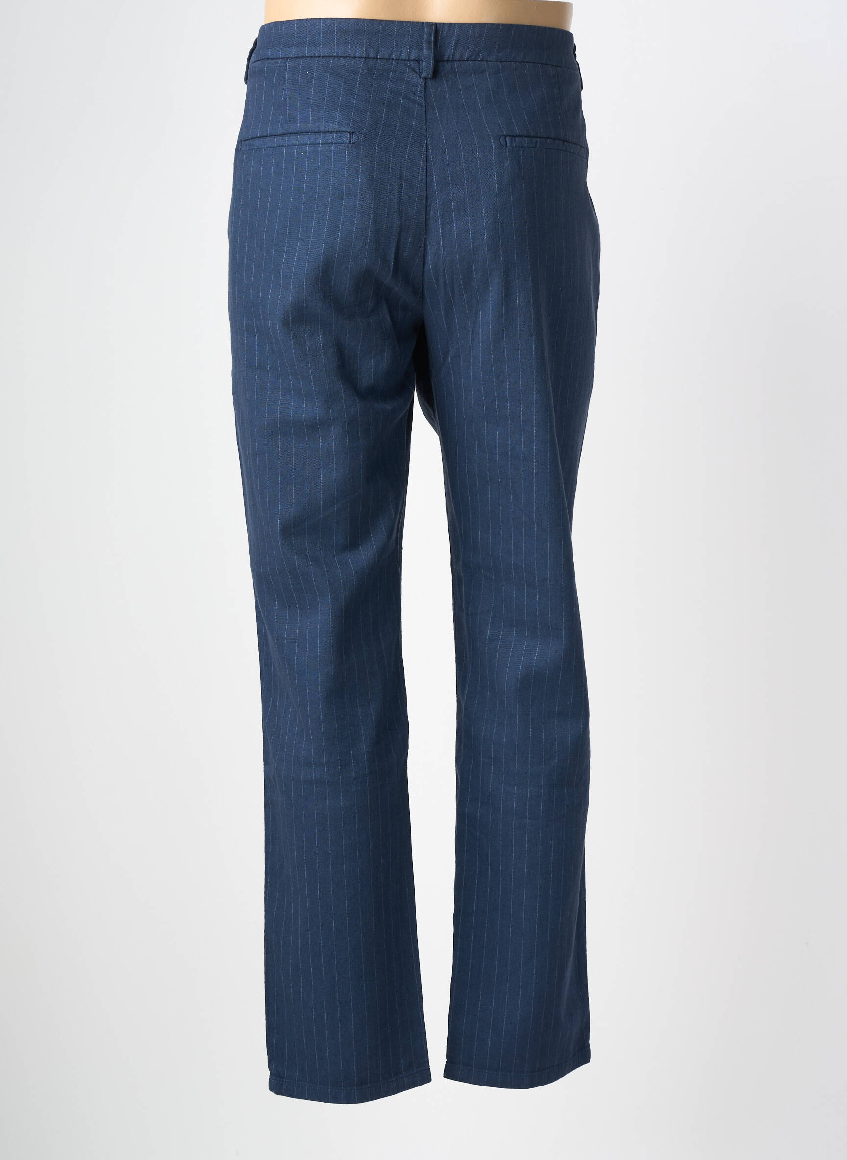 Pantalon chino tissage popeline taille normale bleu AMERICAN BASIC femme