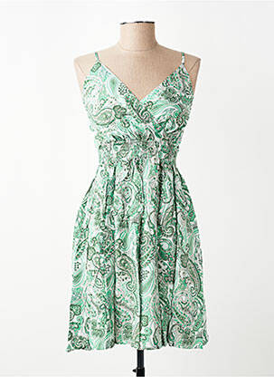 Robe courte coupe cintrée fines bretelles vert MISS SARA FASHION femme