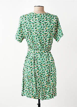 Robe courte imprimé fleurs manches courtes vert MISS SARA FASHION femme