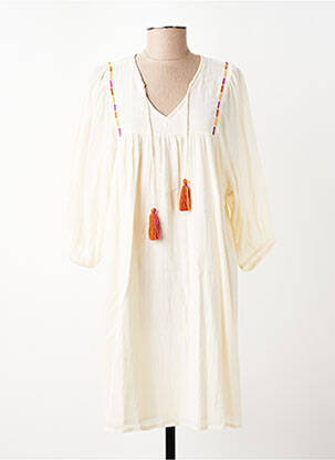 Robe mi-longue manches 3/4 manches 3/4 beige LOLA ESPELETA femme
