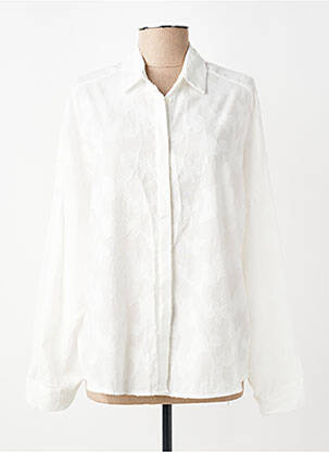 Chemisier tissage popeline manches longues blanc PAKO LITTO femme