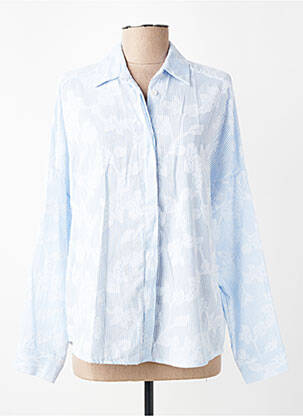 Chemisier tissage popeline manches longues bleu PAKO LITTO femme