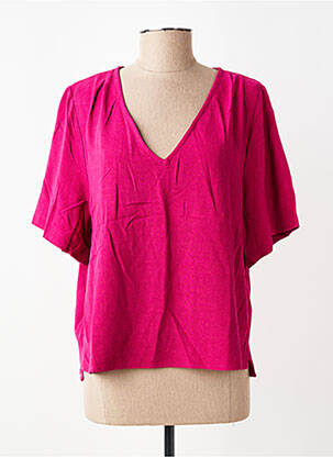 Blouse tissage crêpe manches courtes rose GRACE & MILA femme