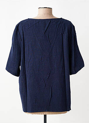 Blouse tissage crêpe manches courtes bleu GRACE & MILA femme