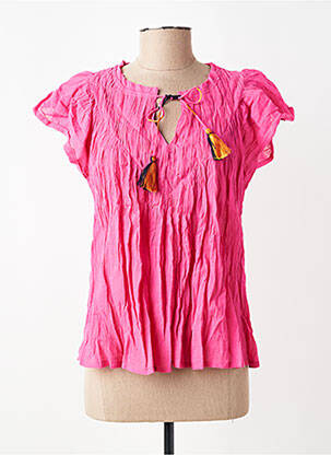 Blouse légère et transparente manches courtes rose LOLA ESPELETA femme
