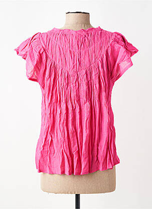 Blouse légère et transparente manches courtes rose LOLA ESPELETA femme
