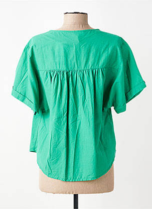 Blouse tissage popeline manches courtes vert LOLA ESPELETA femme