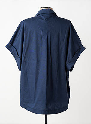 Blouse tissage popeline manches courtes bleu GRACE & MILA femme