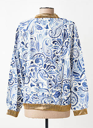 Blouson col v bleu MISS SARA FASHION femme