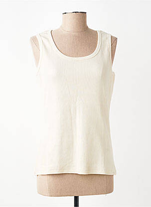 Débardeur tissage côtelé sans manche beige C.O.J femme