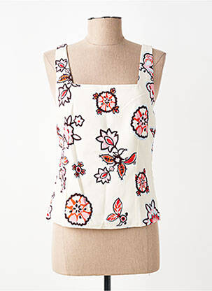 Top tissage crêpe fines bretelles beige GRACE & MILA femme