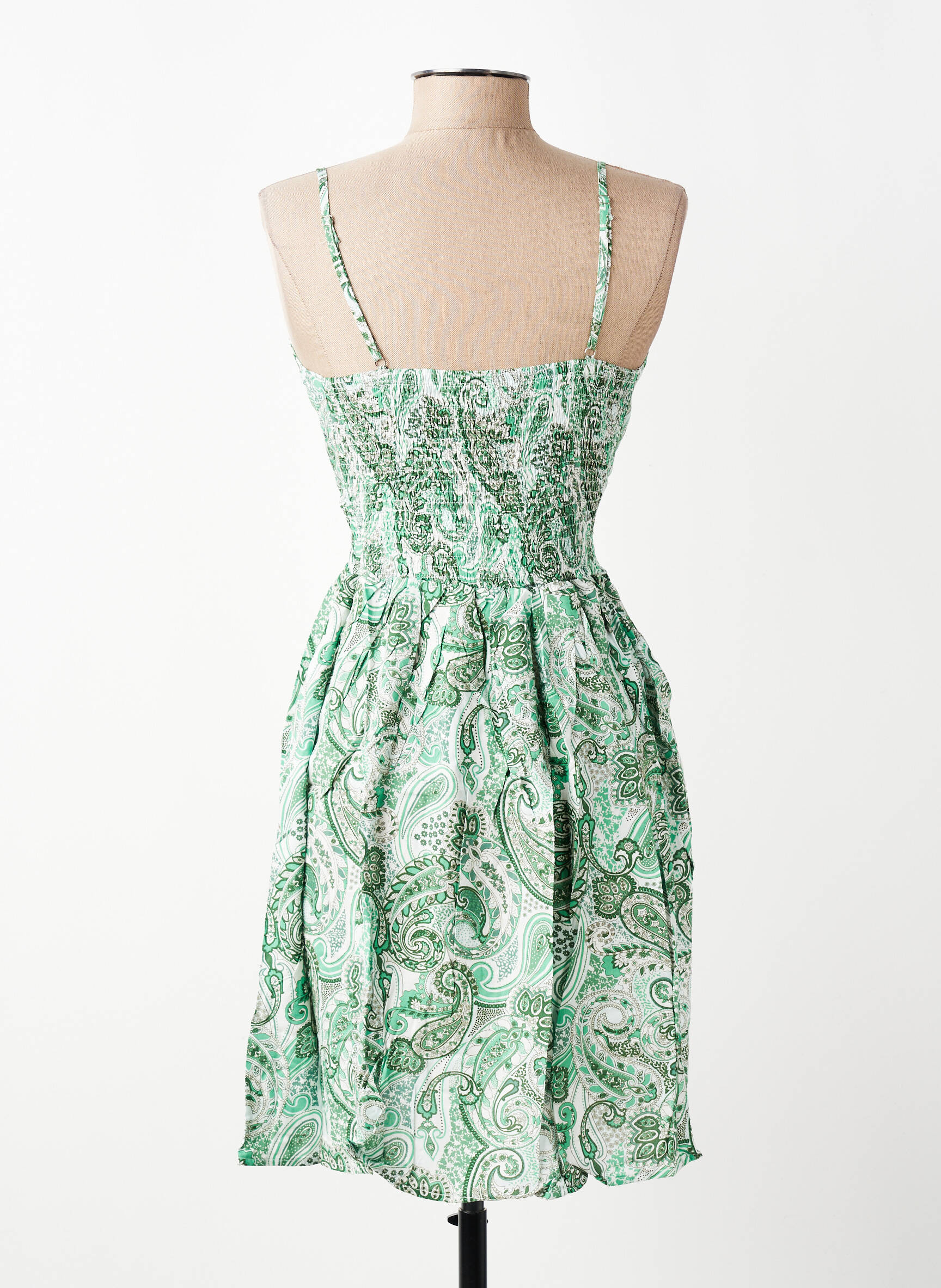 Robe courte coupe cintrée fines bretelles vert MISS SARA FASHION femme