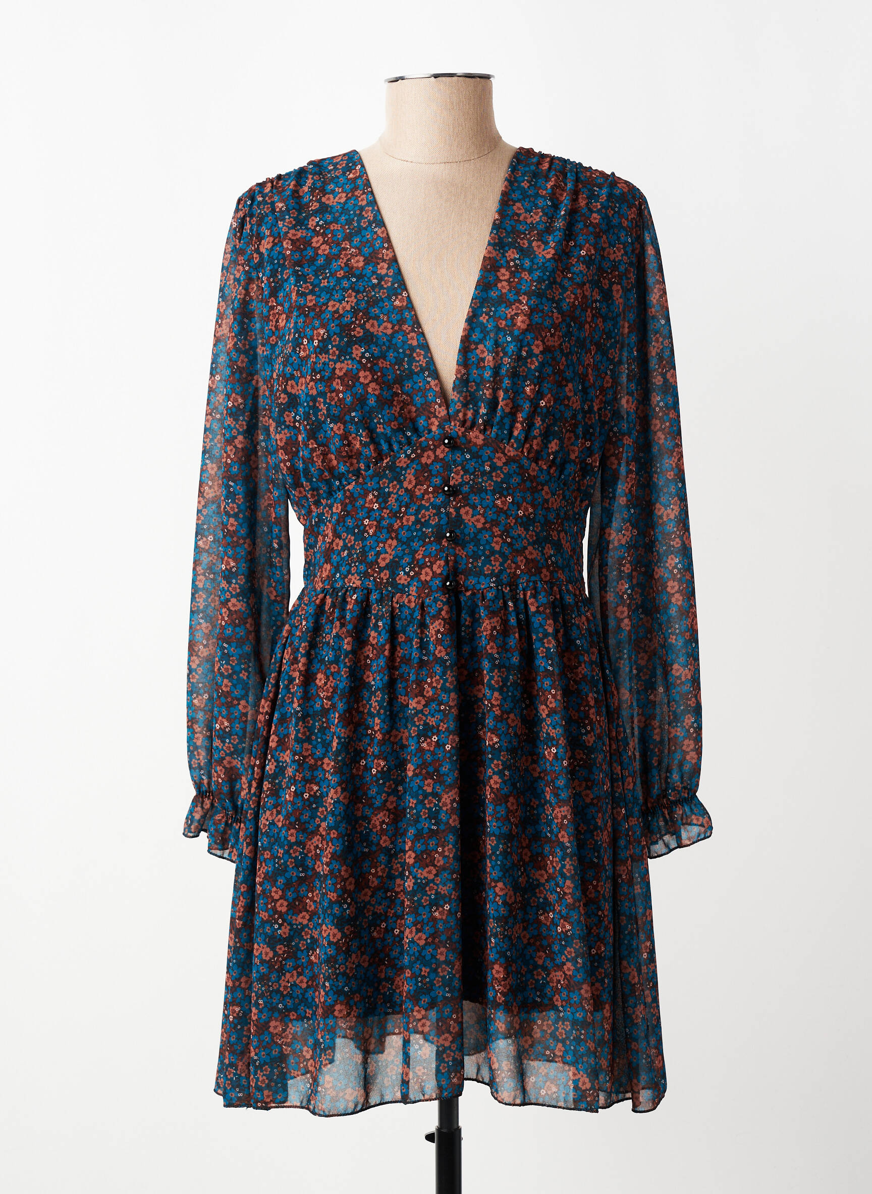 Robe courte manches longues manches longues bleu NEW COLLECTION femme