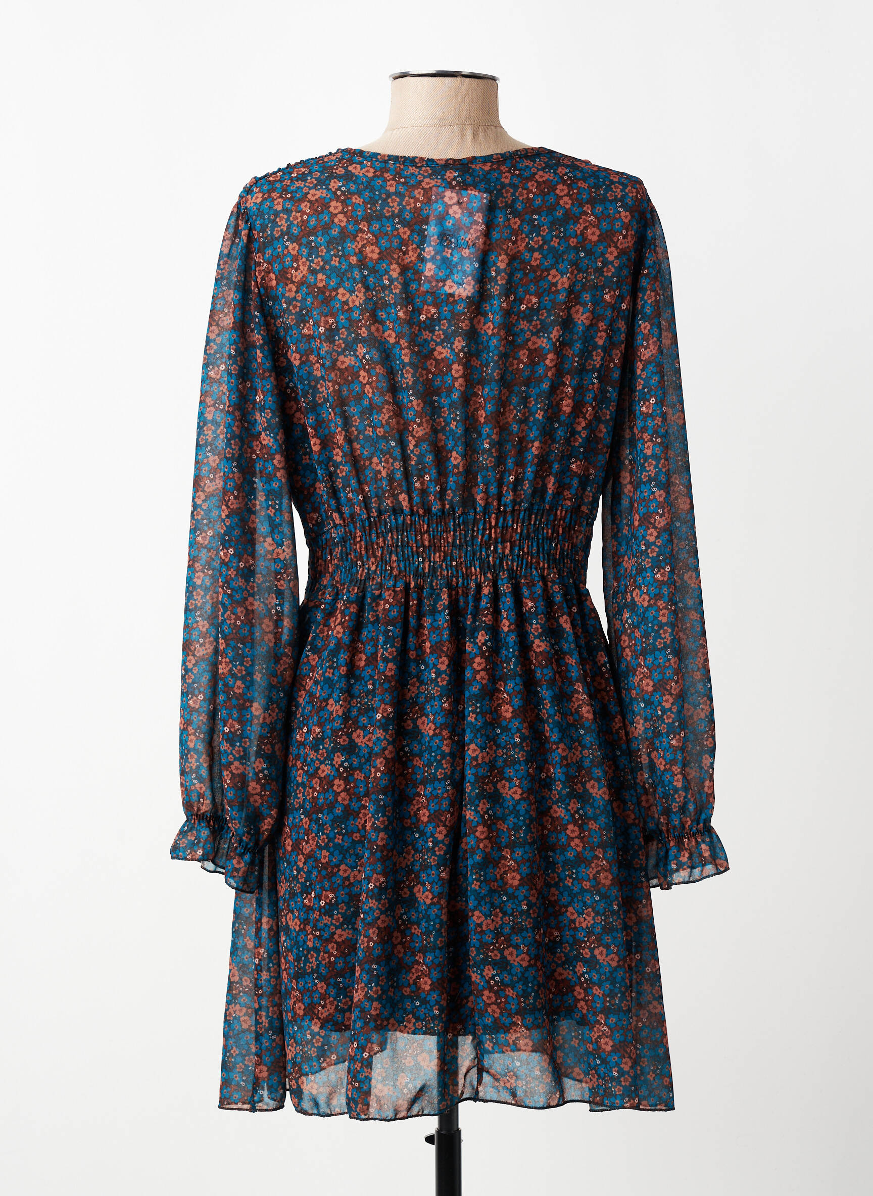 Robe courte manches longues manches longues bleu NEW COLLECTION femme