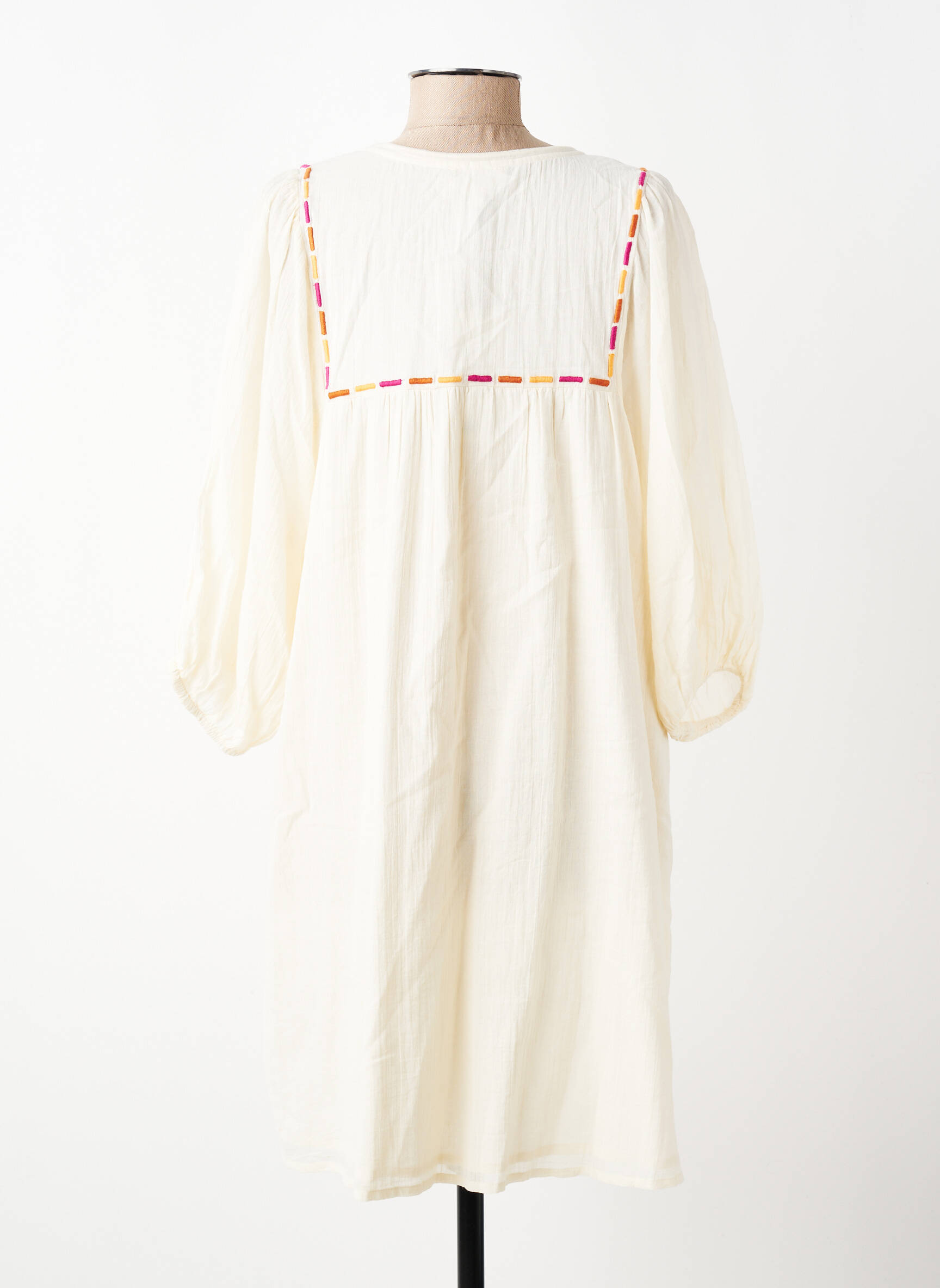 Robe mi-longue manches 3/4 manches 3/4 beige LOLA ESPELETA femme