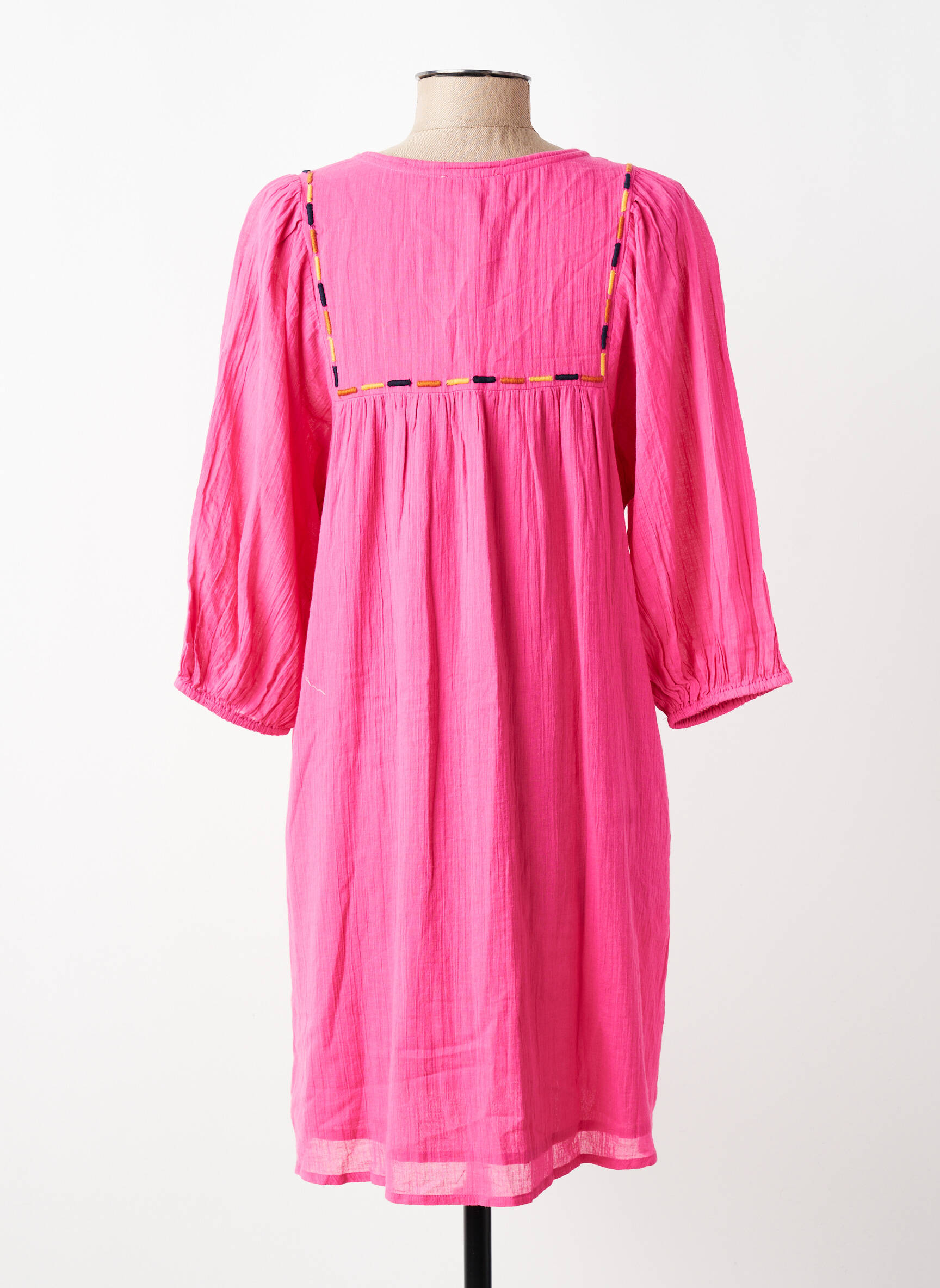 Robe mi-longue manches 3/4 manches 3/4 rose LOLA ESPELETA femme