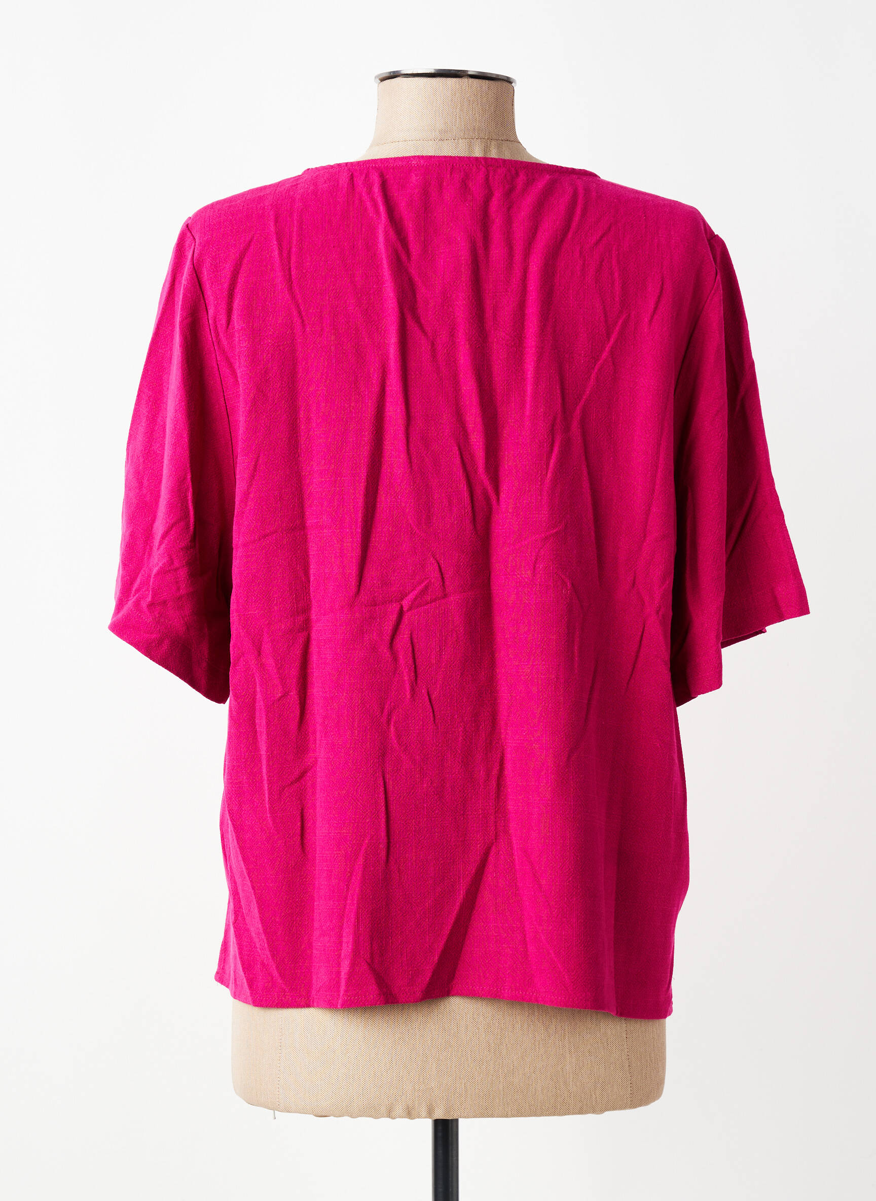 Blouse tissage crêpe manches courtes rose GRACE & MILA femme