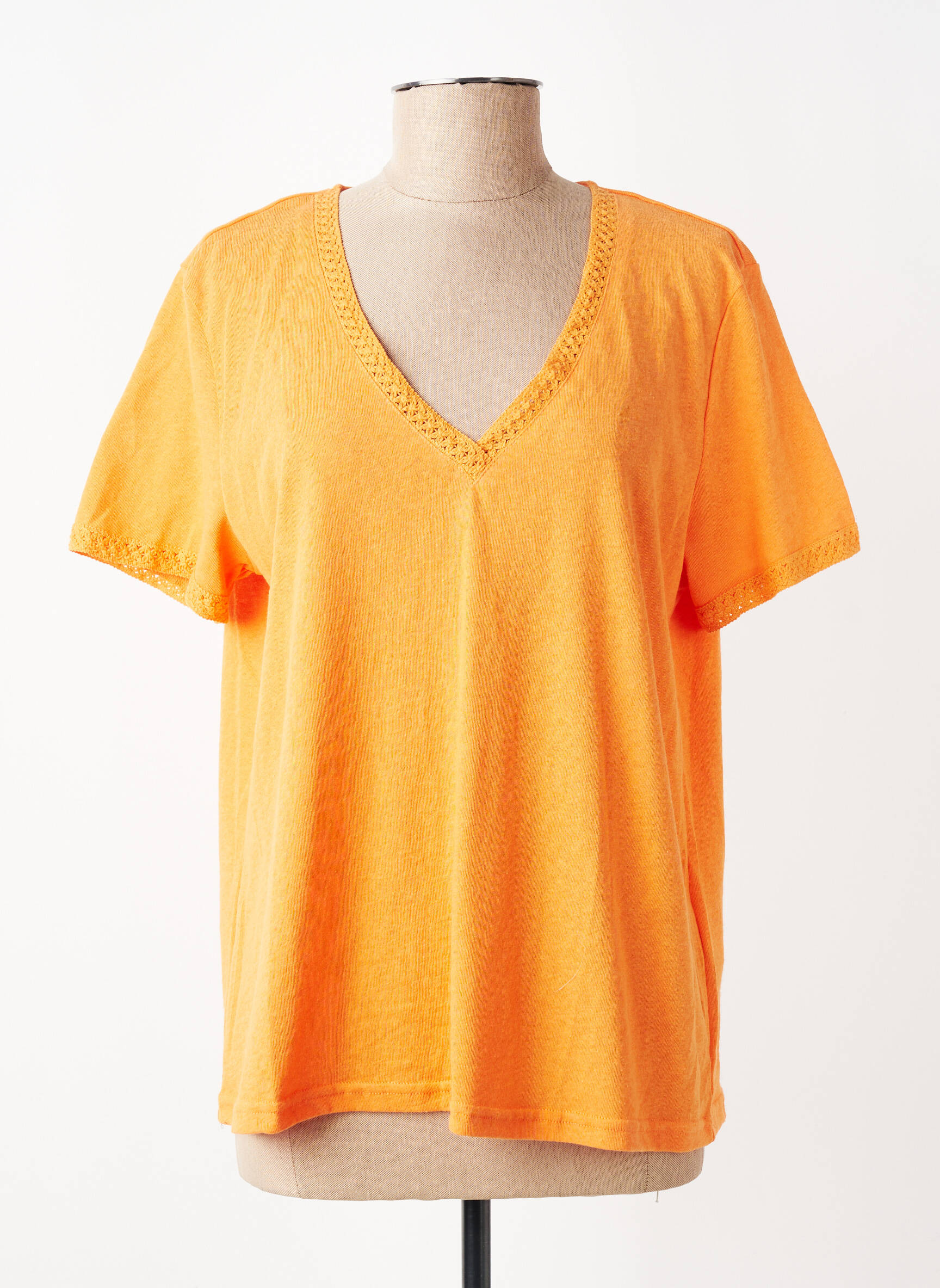 T-shirt coupe droite manches courtes orange GRACE & MILA femme